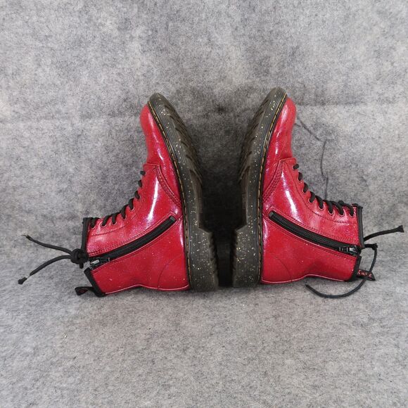 Dr Martens Shoes Kids 3 Boots Cosmic Glitter 1460 Junior Red Lace Up Zip Combat - Picture 10 of 14